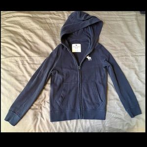 Kids Abercrombie & Fitch Lightweight Zip up Hoodie Navy Sz 7/8 New Without Tag!